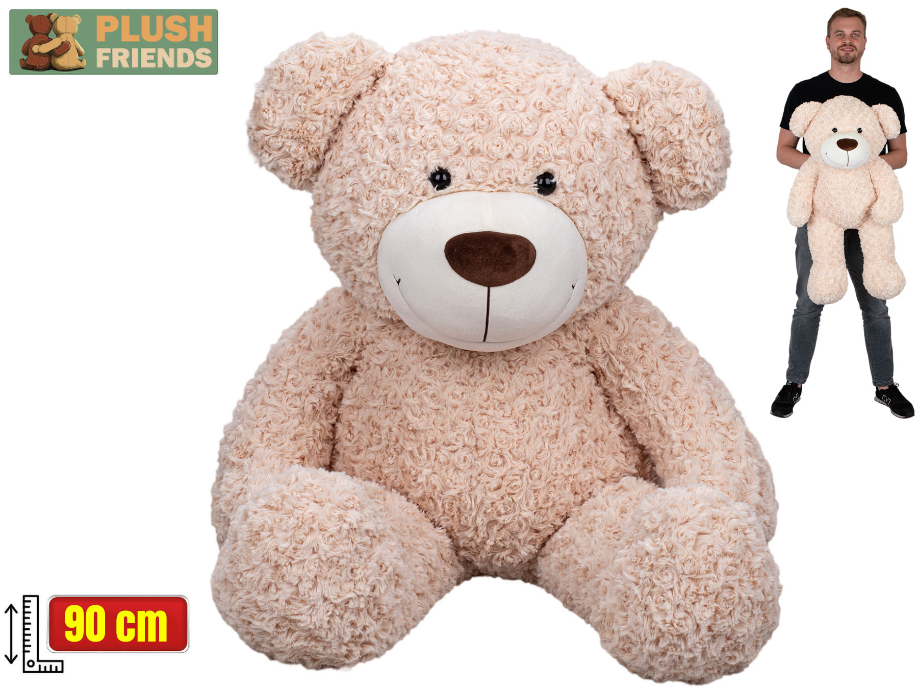 Levně Mikro trading Plush Friends - Medvěd plyšový - 90 cm - béžová