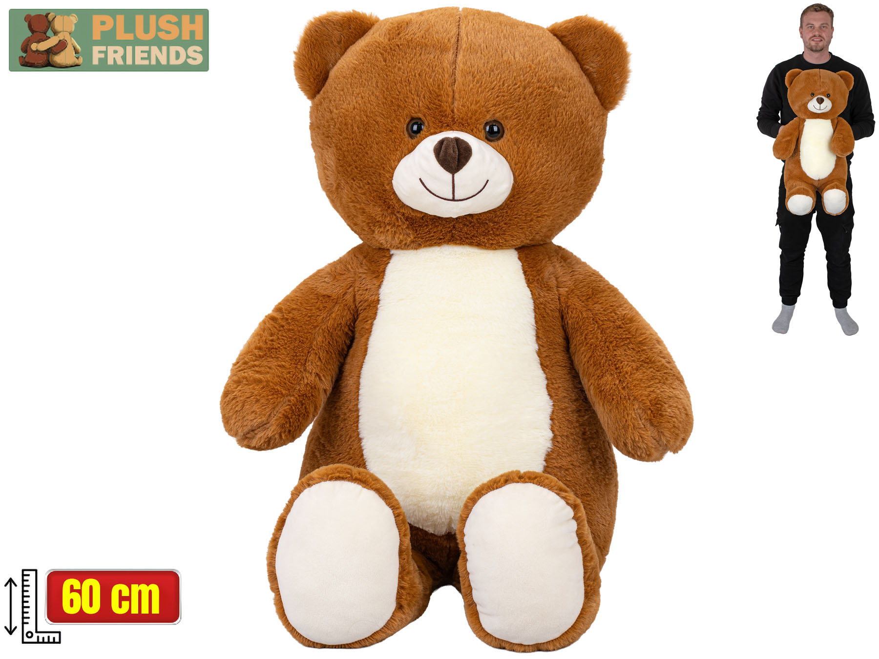Levně Mikro trading Plush Friends - Medvěd plyšový sedící - 60 cm