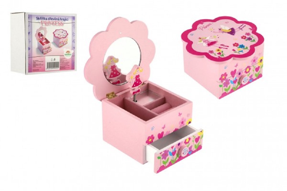 Teddies Skříňka šperkovnice Princess - Hrající květina