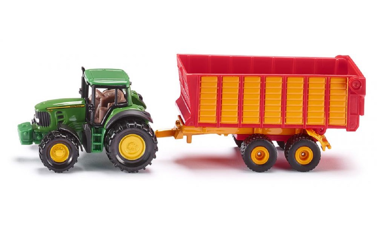 SIKU Traktor John Deere s vlekem na siláž