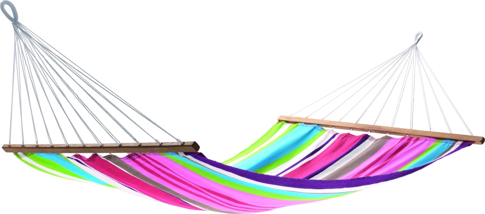 Jobek Houpací síť ARUBA - proužky světle šedé, zelené a růžové