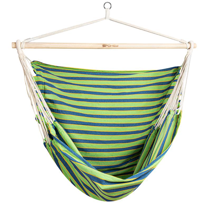 Spokey BENCH DELUXE Houpací síť - sedátko pro dva - zelené pruhy