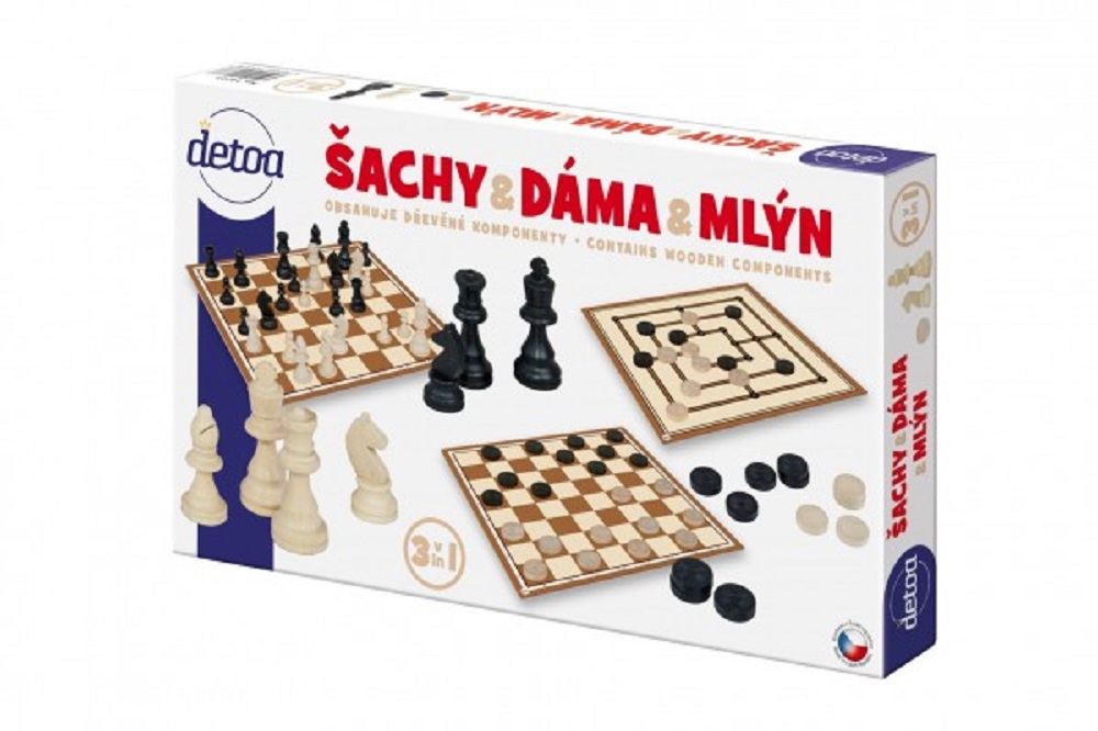 Detoa Šachy a dáma - dřevo