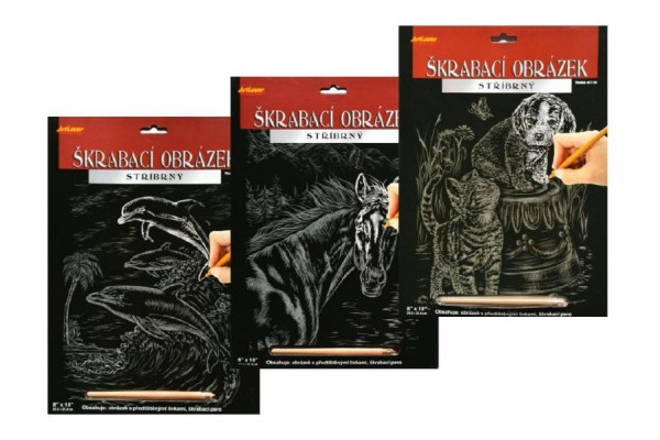 Teddies Škrabací obrázek stříbrný - 20 x 25 cm