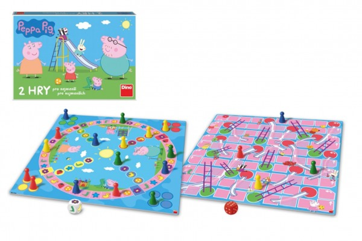 Dino PEPPA PIG - POJĎ SI HRÁT - Žebříky a Skluzavky - dvě dětské společenské hry