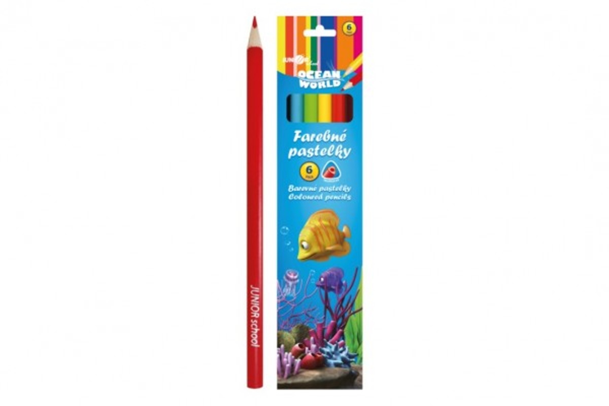 Teddies Pastelky barevné dřevo Ocean World trojhranné - 6 ks