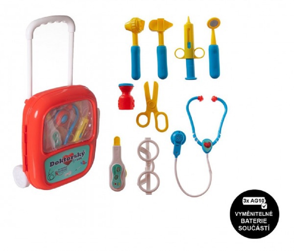 Teddies Sada doktor - v plastovém kufříku na kolečkách