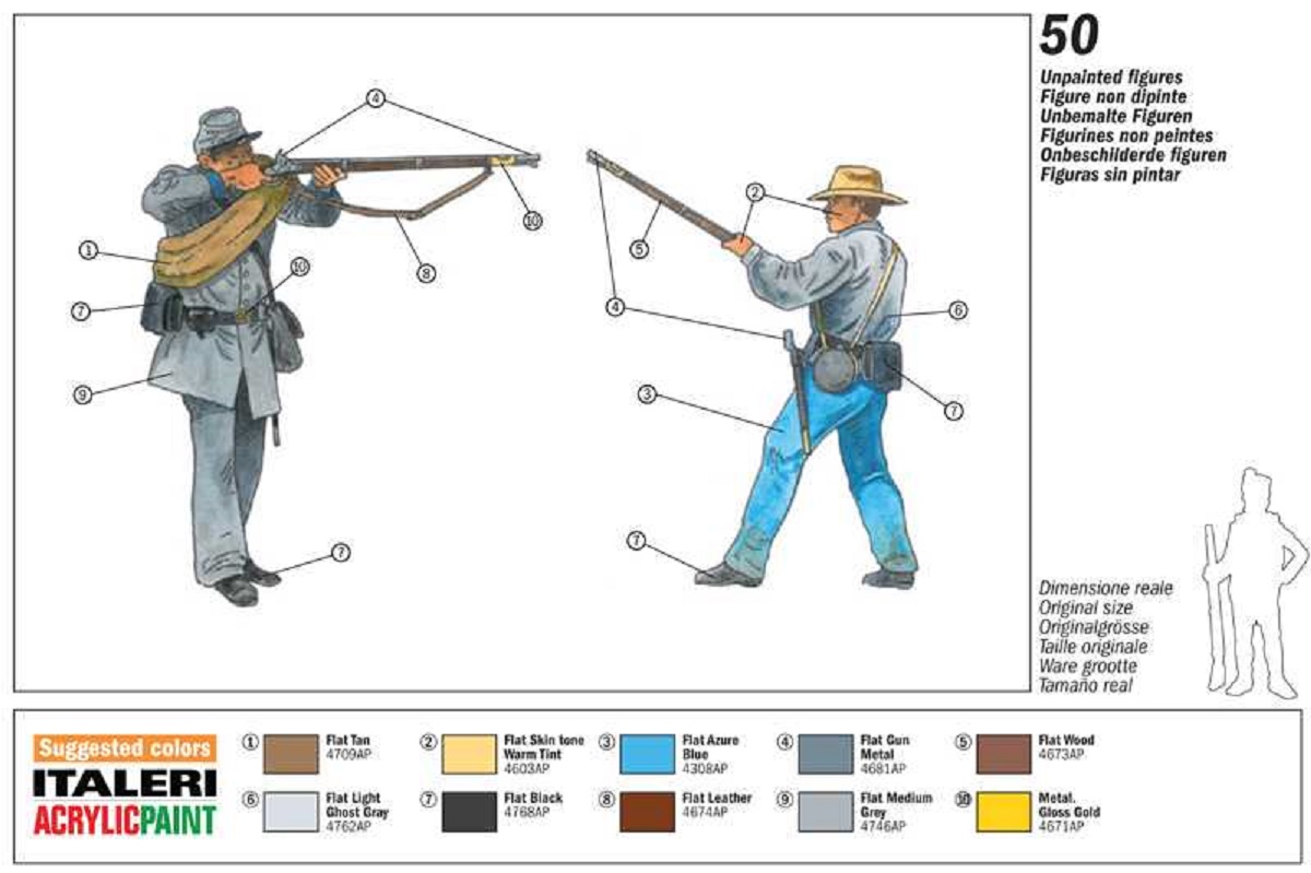 Italeri Model Kit figurky 6178 - CONFEDERATE INFANTRY (AMERICAN CIVIL WAR)