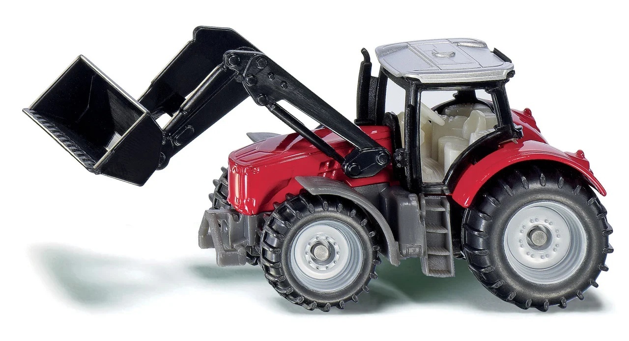 SIKU Blister - Sestavený kovový model traktoru Massey Ferguson s předním nakladačem