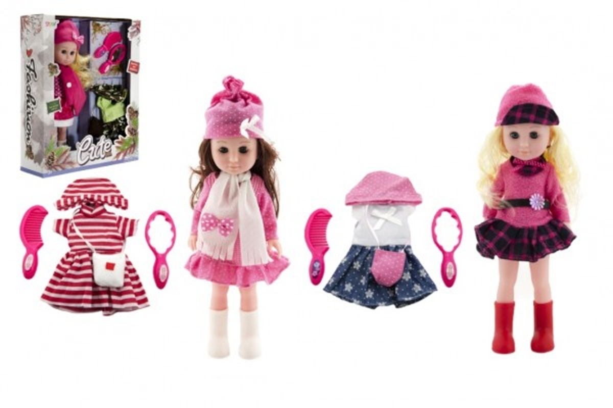 Teddies Panenka kloubová mrkací - 33 cm - s oblečením s doplňky - 3 druhy