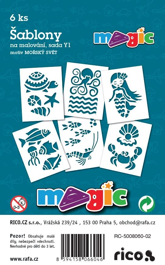 PRIMO MAGIC Papírové šablony - sada Y1 - MOŘSKÝ SVĚT